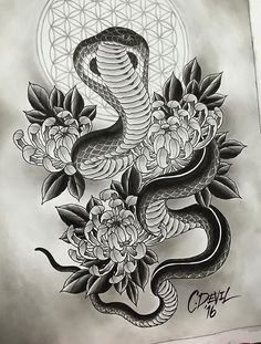 350 Snake ( Hoa Và Rắn ) Ý Tưởng | Rắn, Hình Xăm, Hình Xăm Nhật