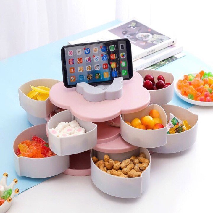 Khay Đựng Bánh Mứt Tết Hình Cánh Hoa Xoay 2 Tầng | Hoangmaiphukien.com Khay Đựng Bánh Mứt Tết Hình Cánh Hoa Xoay 2 Tầng | Hoangmaiphukien.Com