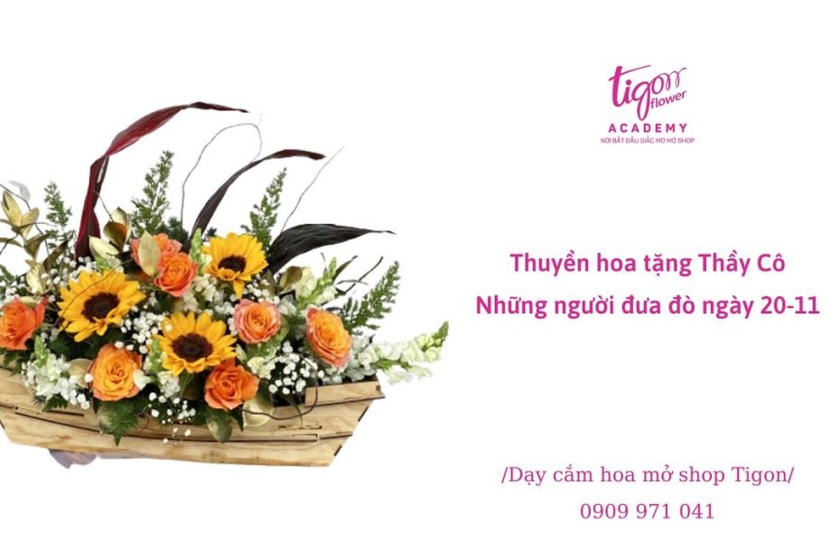 Hướng Dẫn Làm Thuyền Hoa Tặng Thầy Cô Ngày 20-11 /Dạy Cắm Hoa Mở Shop  Tigon/ - Youtube